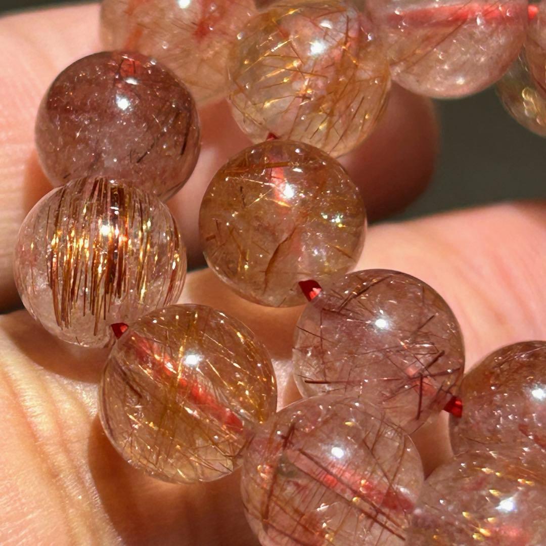 ☆こーりん様！レッド　ゴールド　ルチル ブレス　財福大黒宝珠⑩！良縁引き寄せ