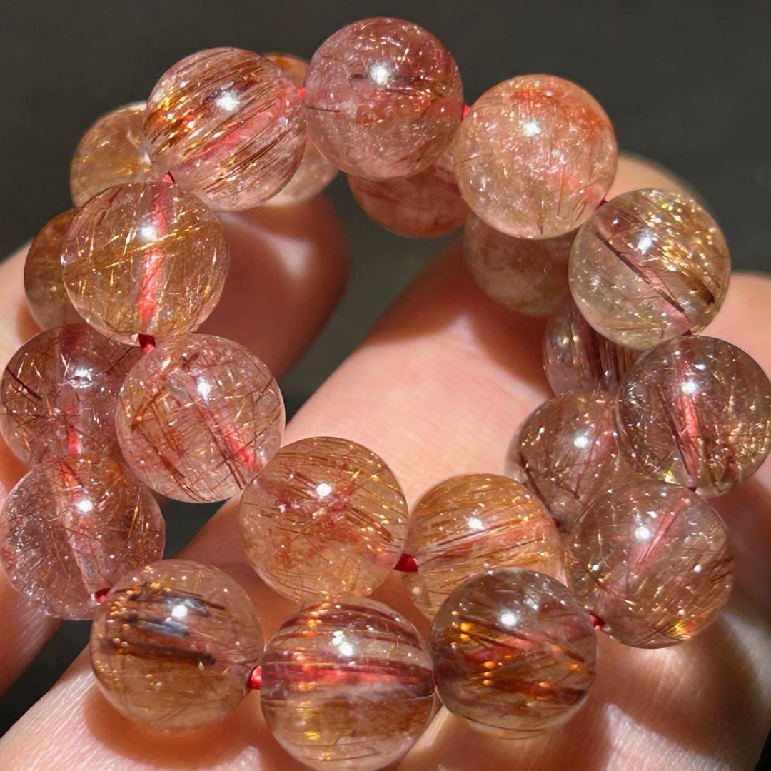 ☆こーりん様！レッド　ゴールド　ルチル ブレス　財福大黒宝珠⑩！良縁引き寄せ