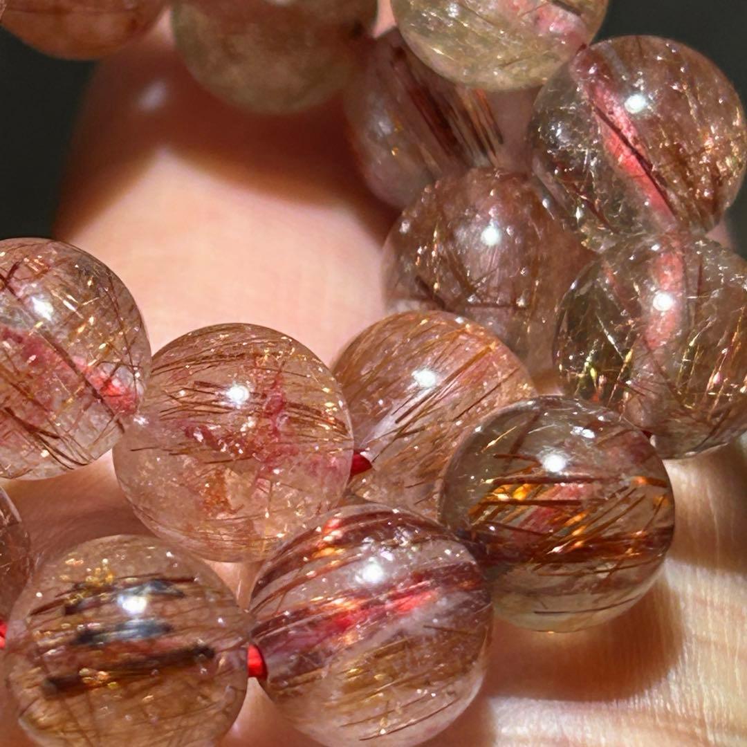 ☆こーりん様！レッド　ゴールド　ルチル ブレス　財福大黒宝珠⑩！良縁引き寄せ