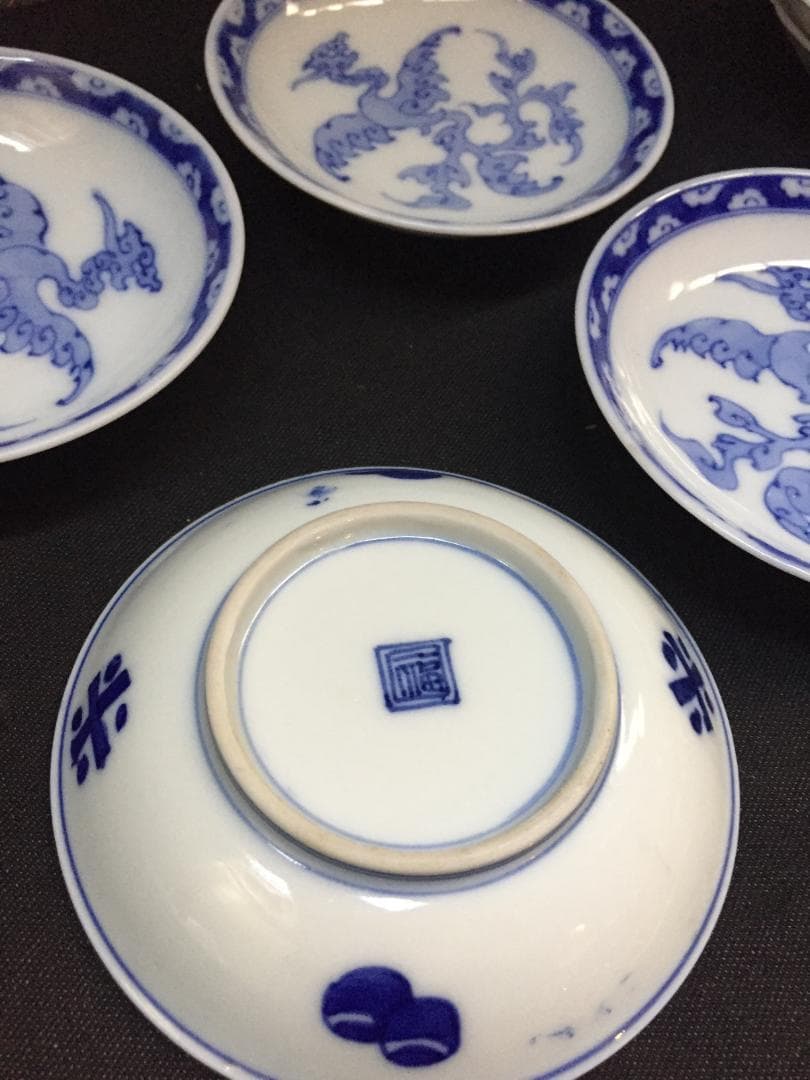 角福 古伊万里 古染付 江戸期 古九谷 染付 銘々皿 膾皿 小鉢 小皿 6客