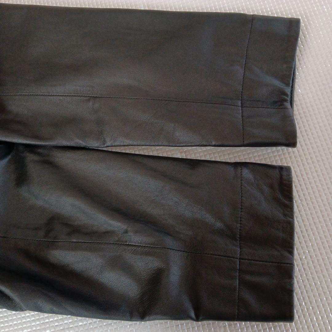 美品◆BEARDSLEY ビアズリー ノーカラー　ラムレザージャケット ブラック