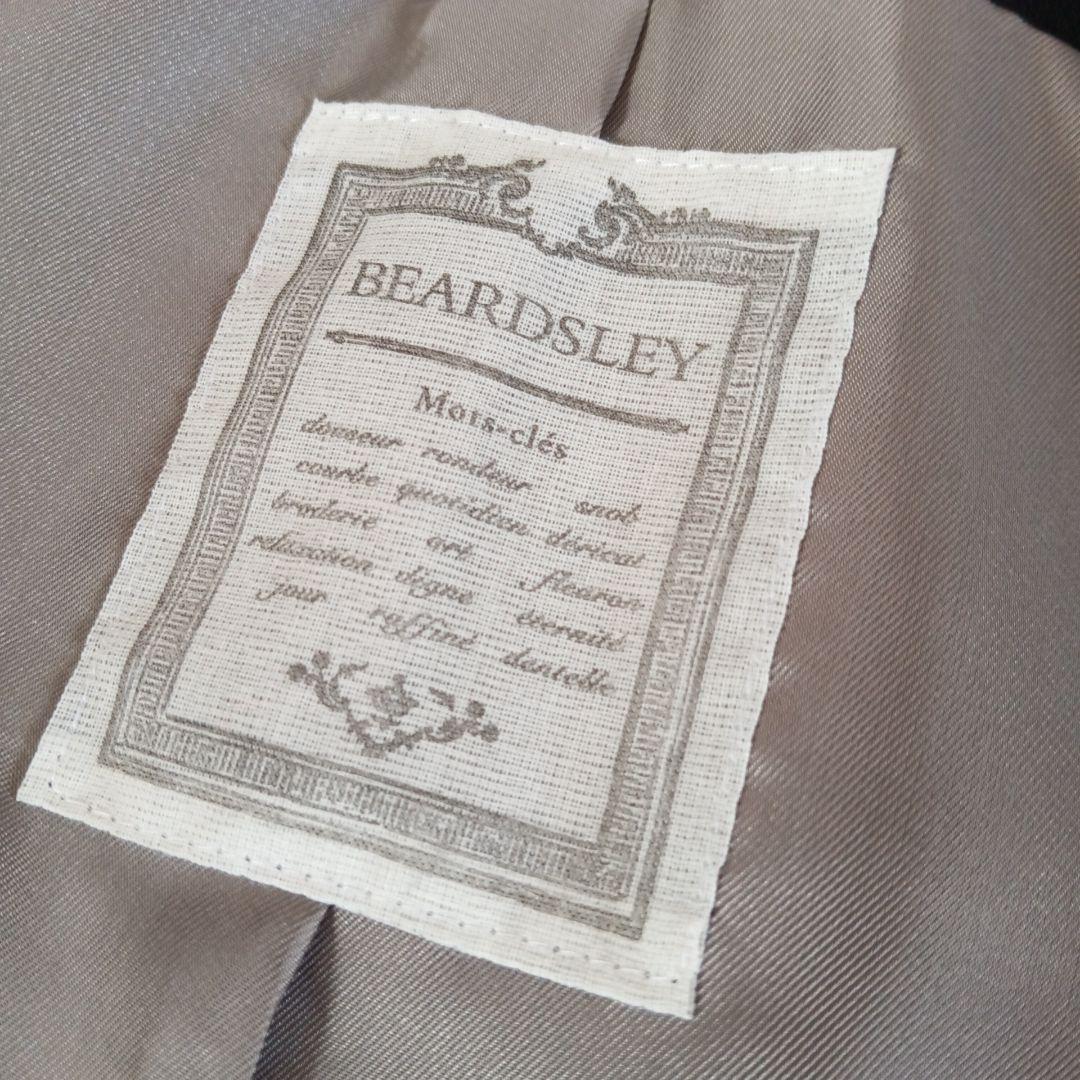 美品◆BEARDSLEY ビアズリー ノーカラー　ラムレザージャケット ブラック