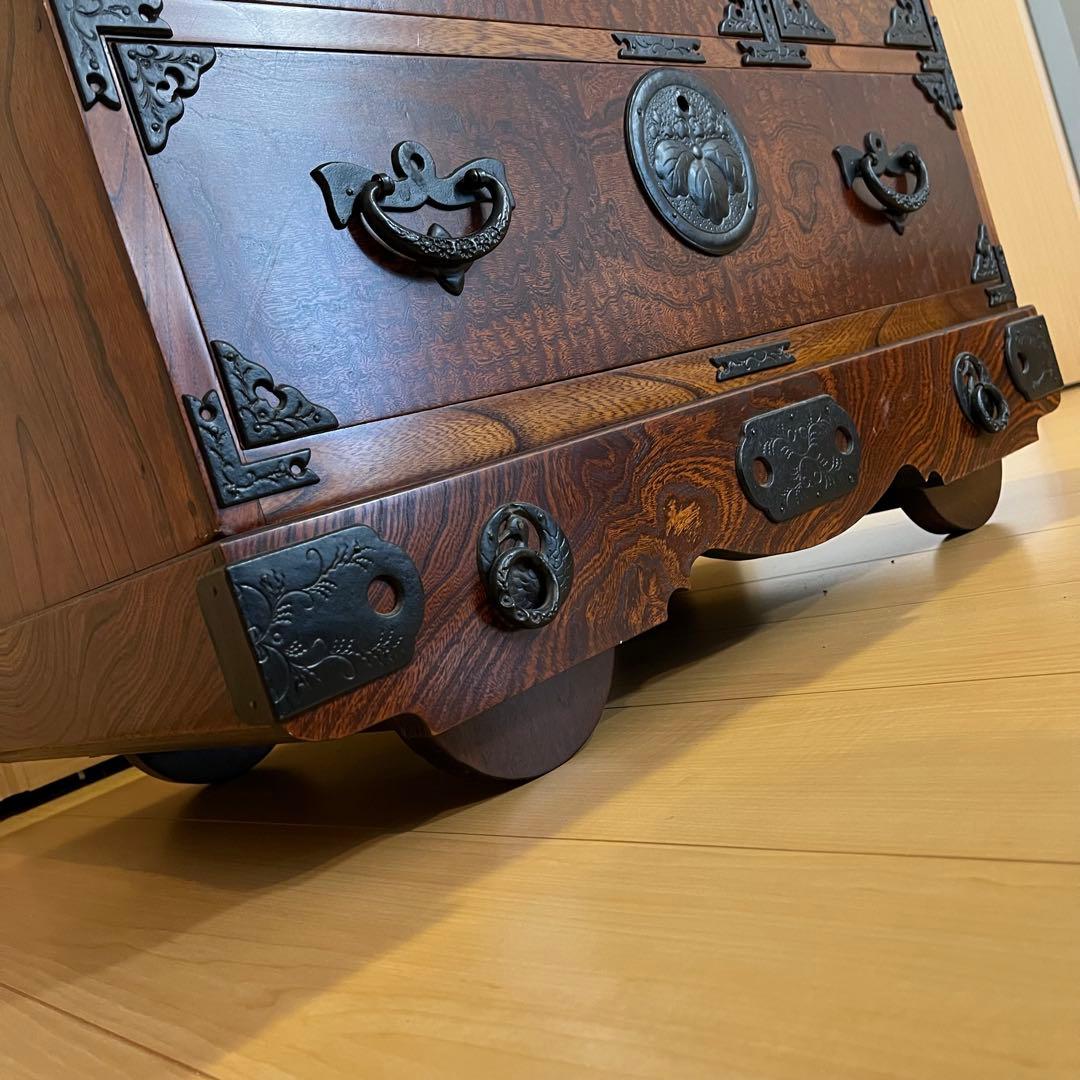 岩谷堂 箪笥 中型タンス 車箪笥 No.218 南部鉄器金具 鍵付き