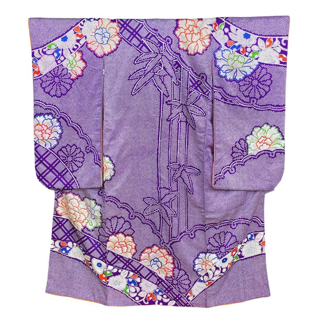 ◎mk-3097　七五三　女の子　着物・襦袢セット　7歳　銀駒刺繍　　1-26