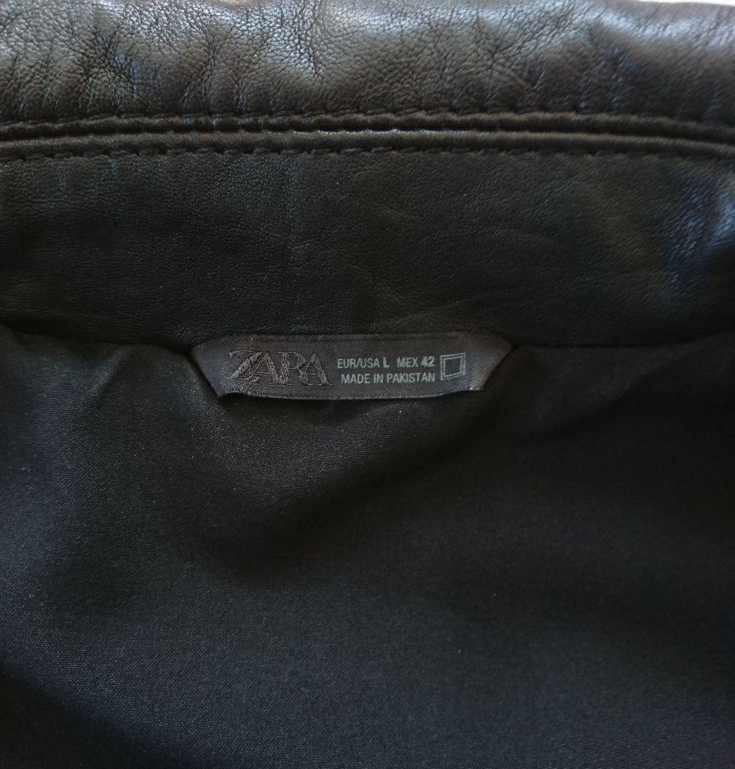 ZARA✨レザーポケットジャケット 黒 L ラムレザー