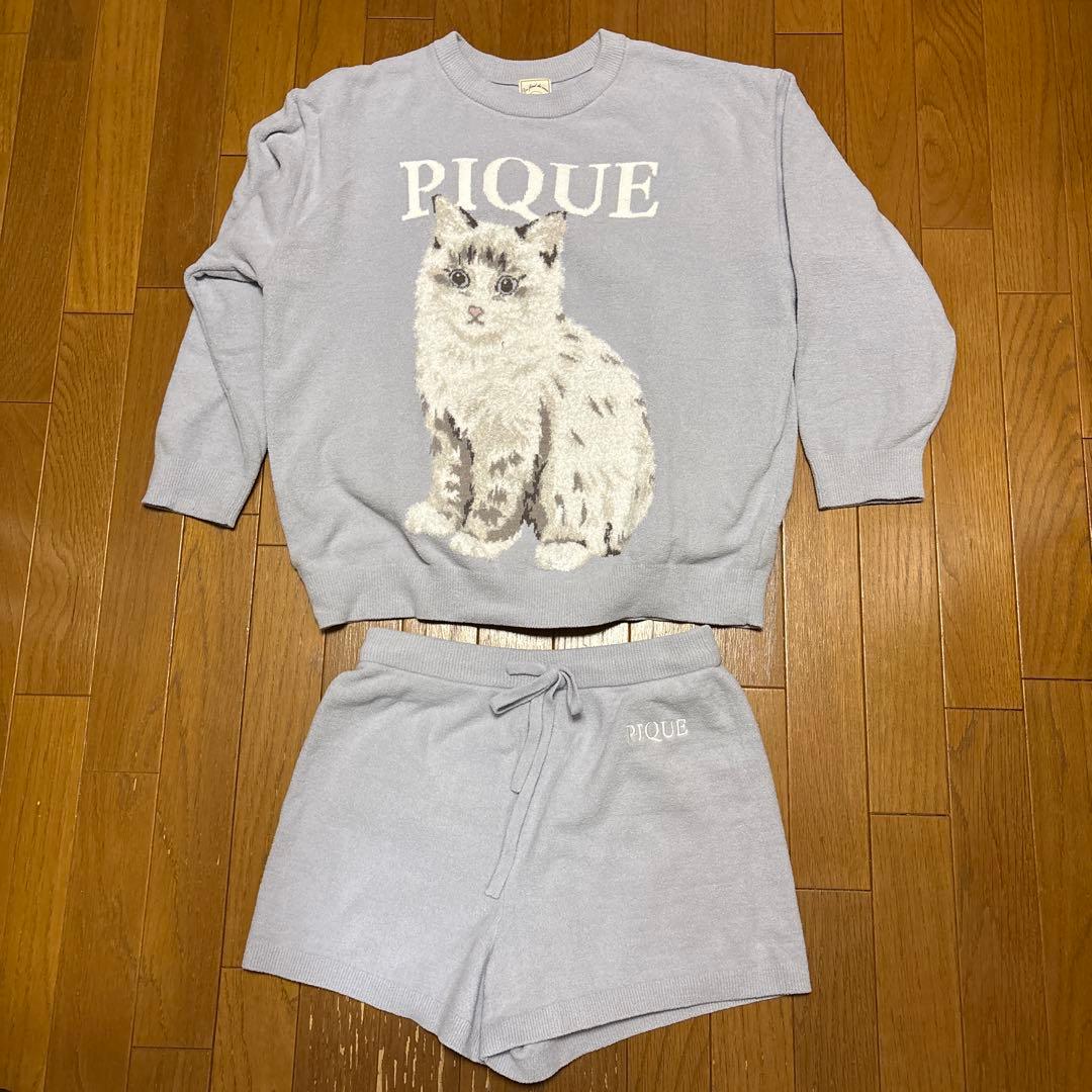 gelato pique CAT ジャガードプルオーバー＆ショートパンツ ブルー