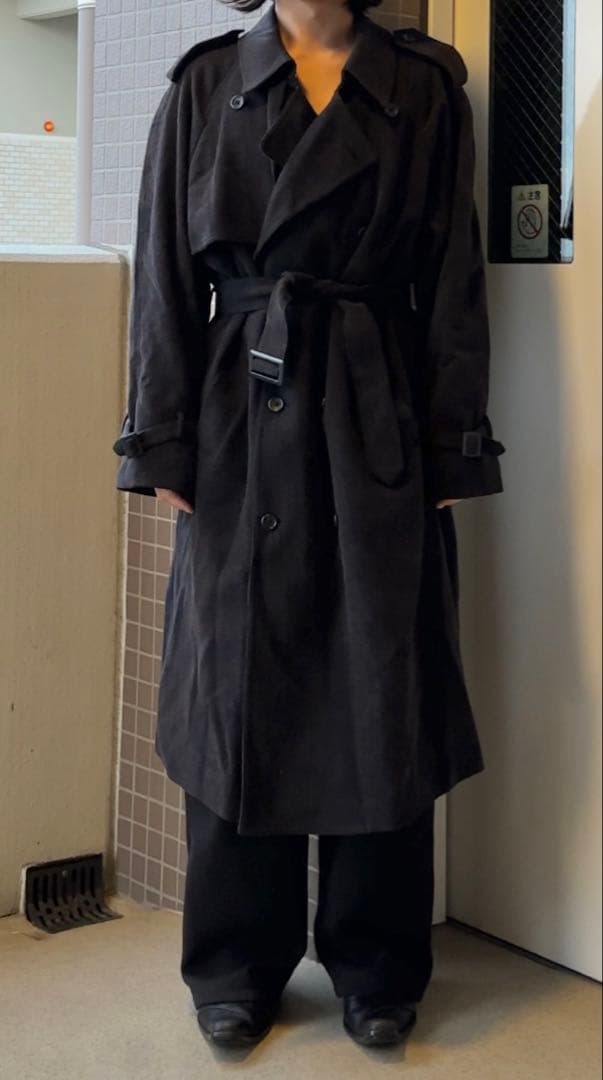ジャケット・アウター wool mix maxi long trench coat