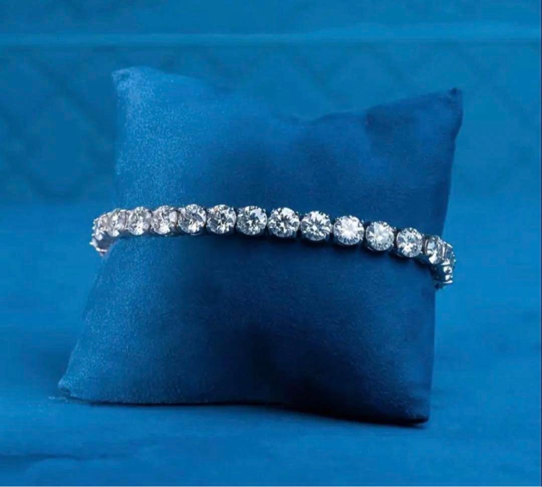 【圧巻10ct】最上級モアサナイト✖︎シルバー925 テニスチェーンブレスレット