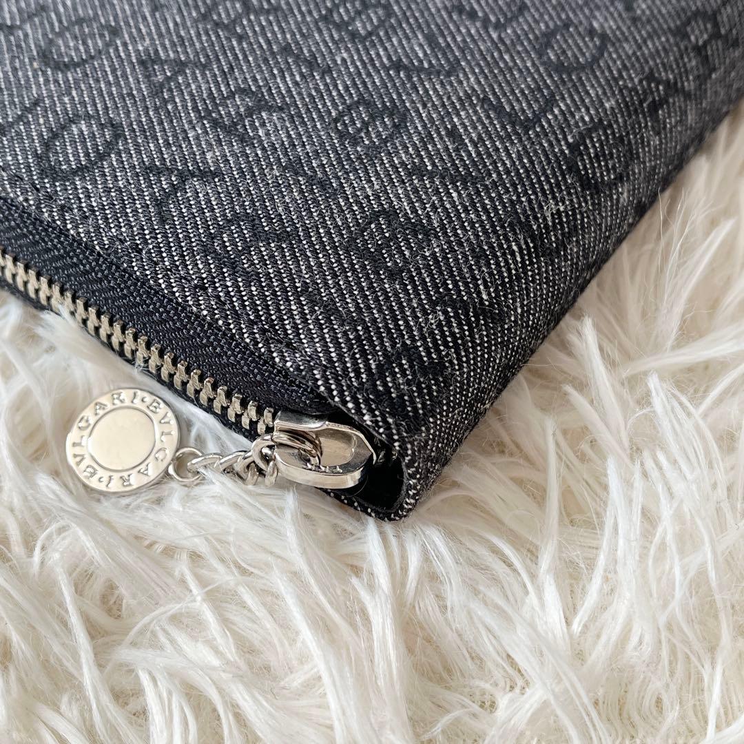 BVLGARI ブルガリ　ロゴマニア ラウンドファスナー　長財布　ブラック　黒