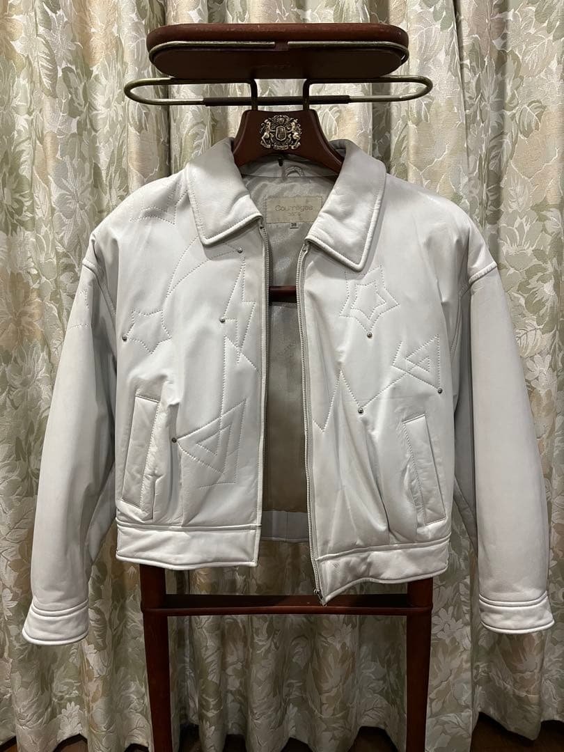 Courrèges ホワイトレザージャケット 38(バレンタインセール14日迄)