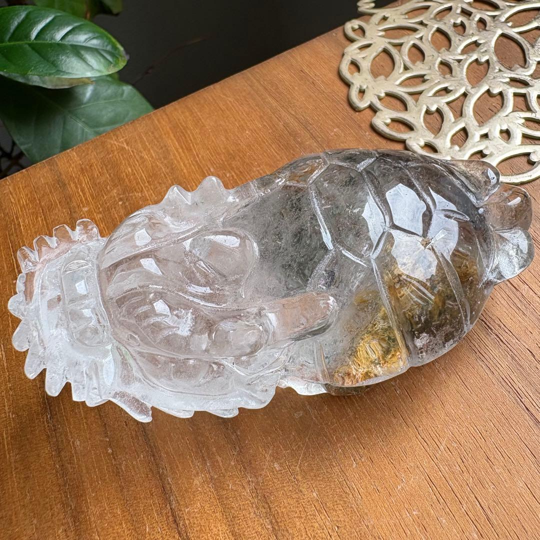 ブラジル産のガーデンクォーツ 龍亀（ロングイ）置物156g