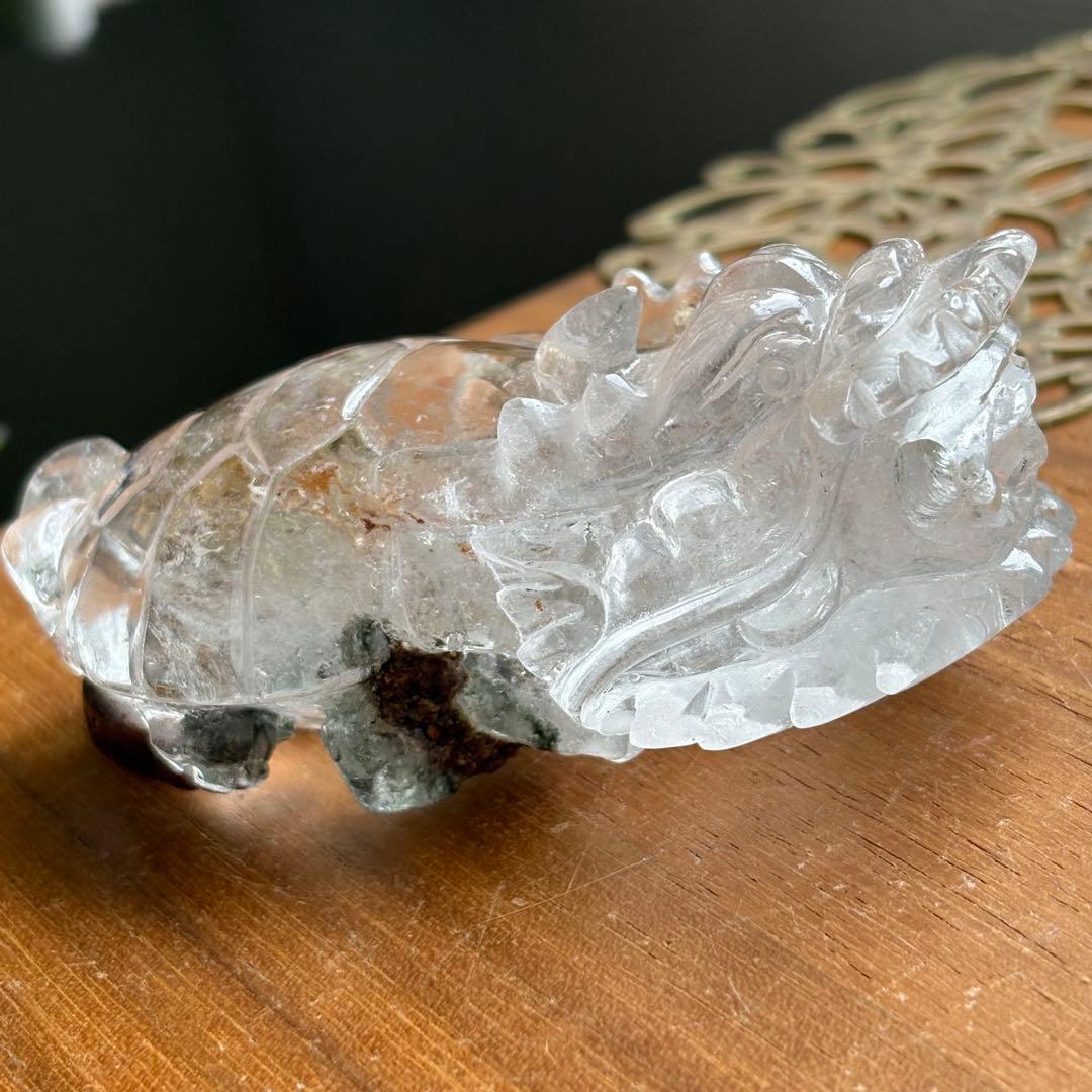 ブラジル産のガーデンクォーツ 龍亀（ロングイ）置物156g