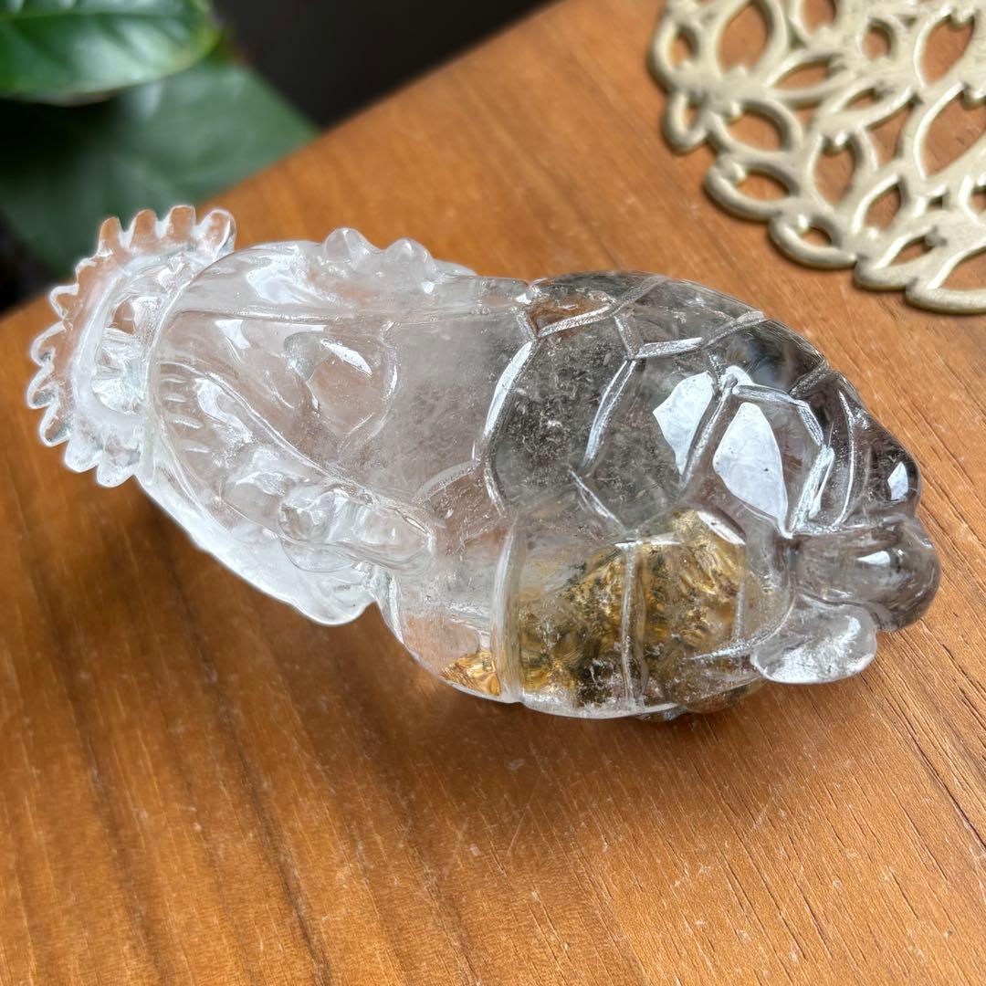 ブラジル産のガーデンクォーツ 龍亀（ロングイ）置物156g