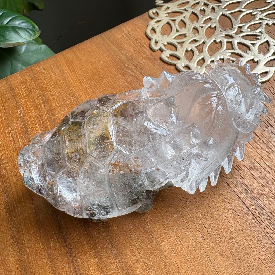 ブラジル産のガーデンクォーツ 龍亀（ロングイ）置物156g