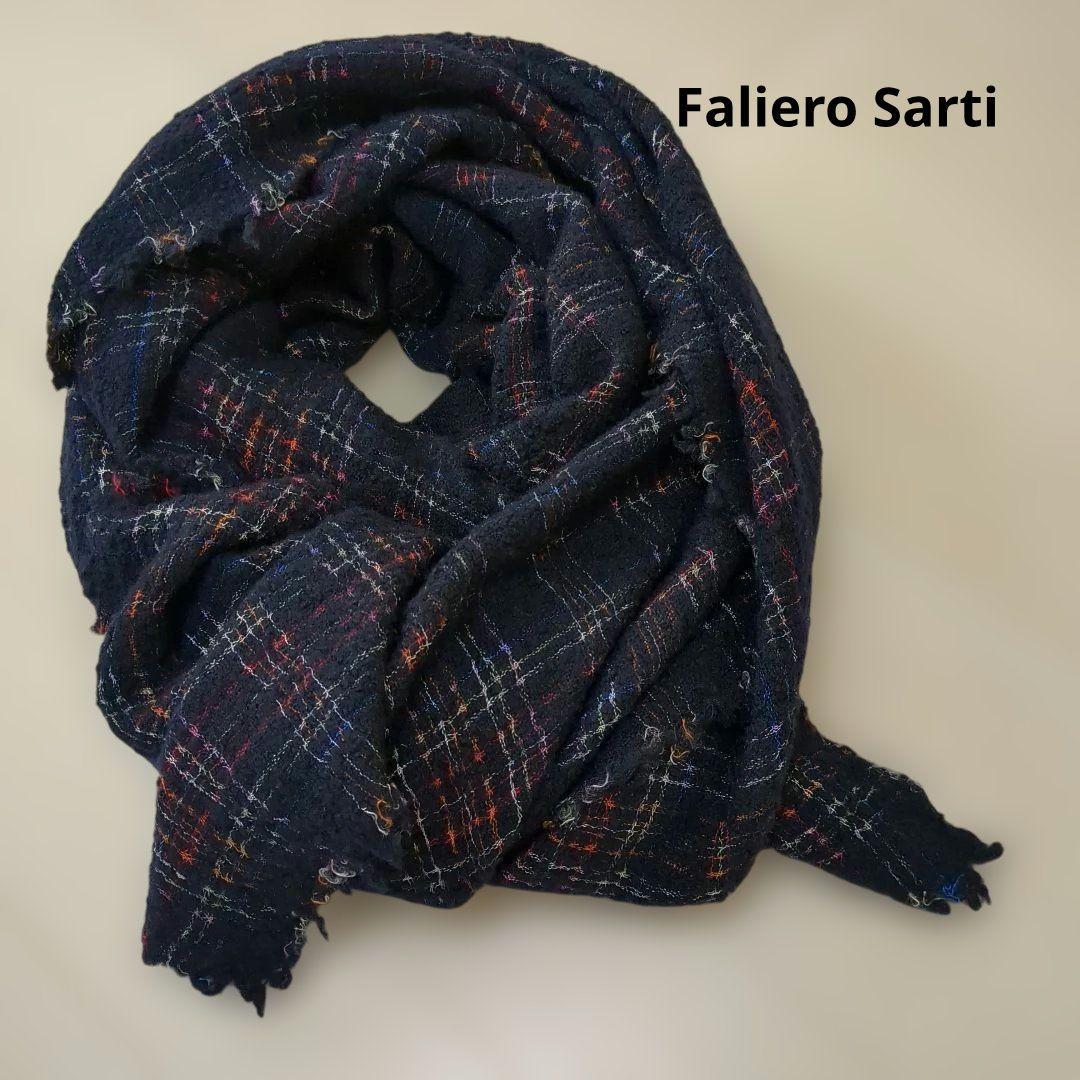 Faliero Sarti ネイビー チェック ストール