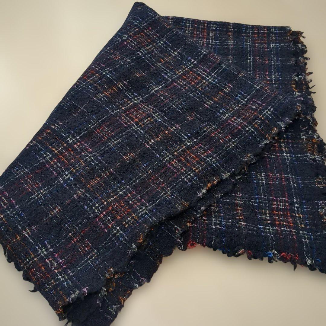 Faliero Sarti ネイビー チェック ストール