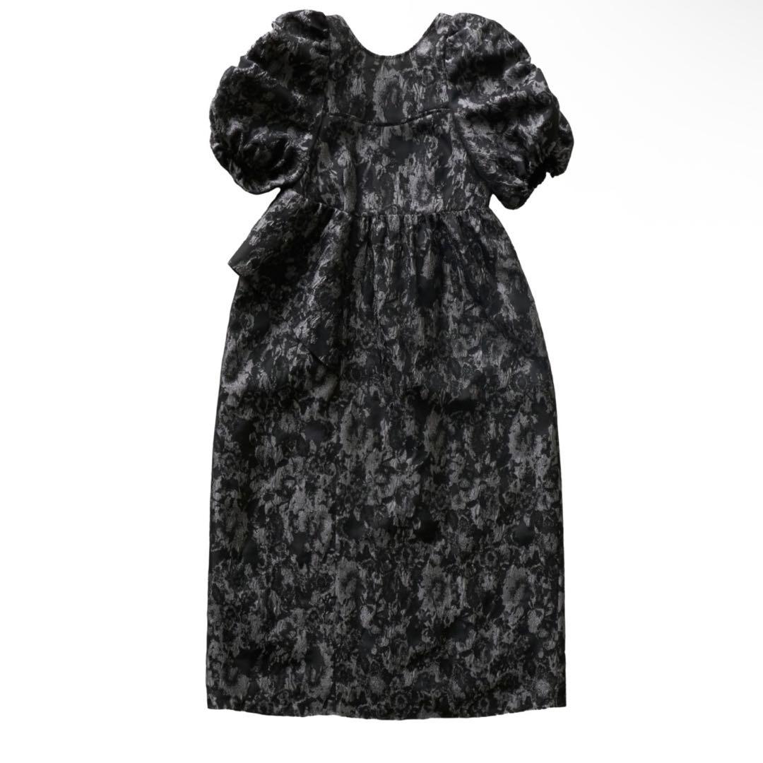 最終値下げ‼️ANDRESD アンドレスド バブルスリーブジャガードドレス グレー