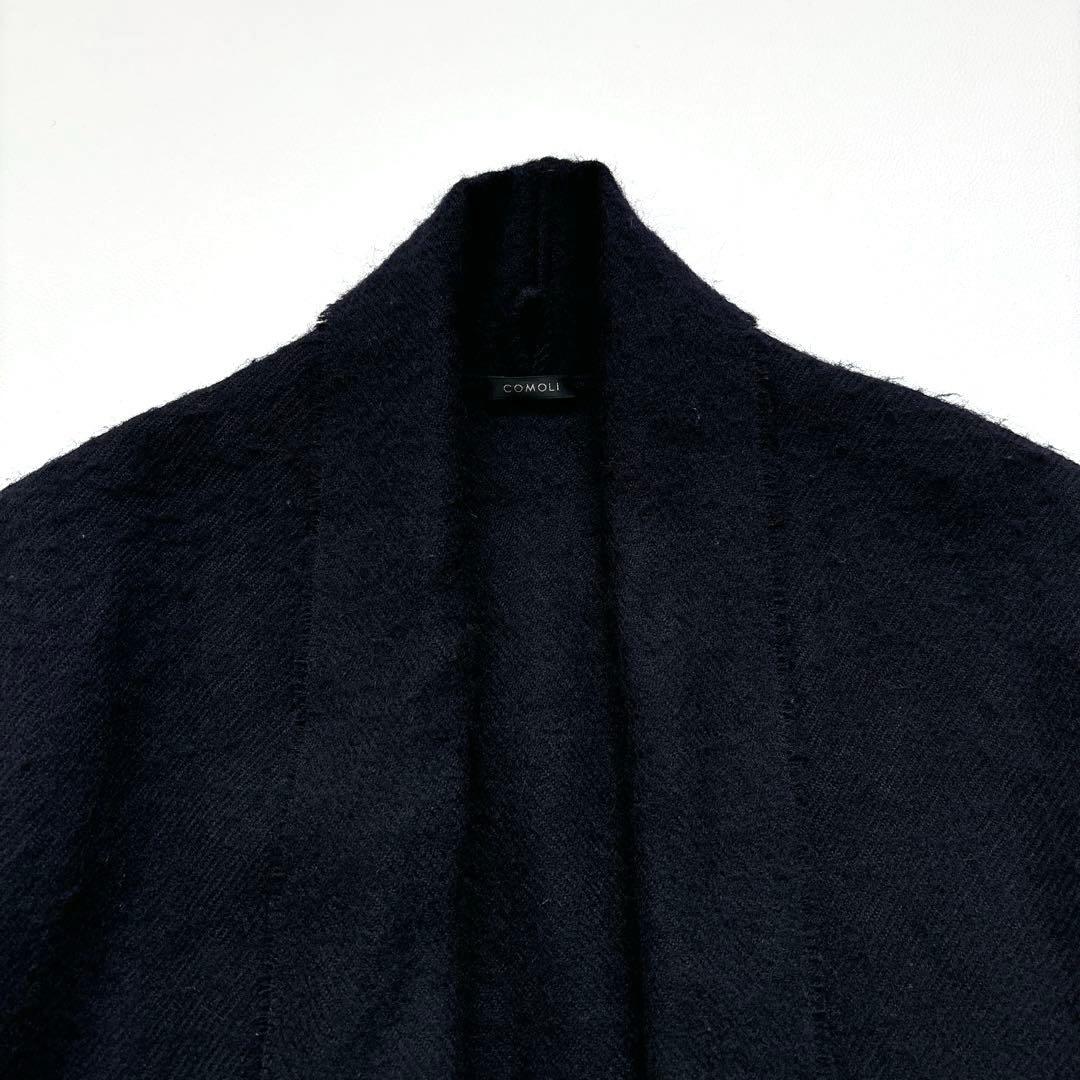 COMOLI コモリ ストールジャケット ウール100 カーディガン ブラック