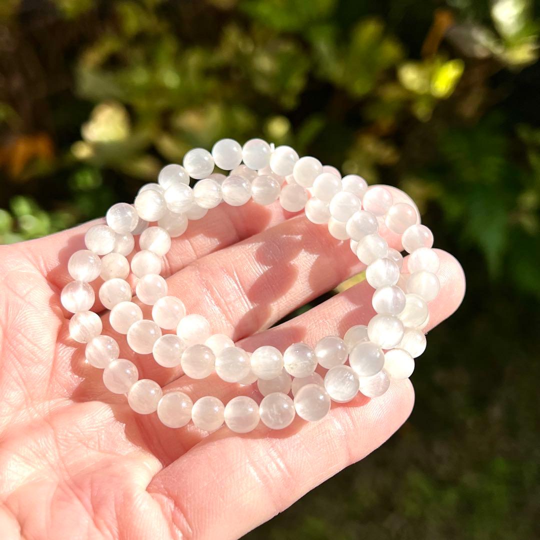 最高級　3連ホワイトサゲニティッククォーツ　ネックレス＆ブレスレット　3