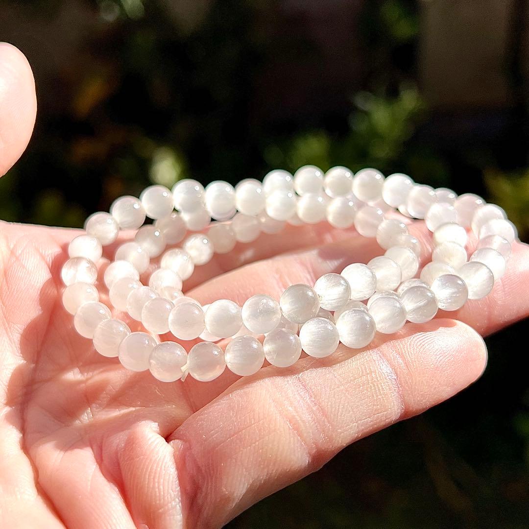 最高級　3連ホワイトサゲニティッククォーツ　ネックレス＆ブレスレット　3