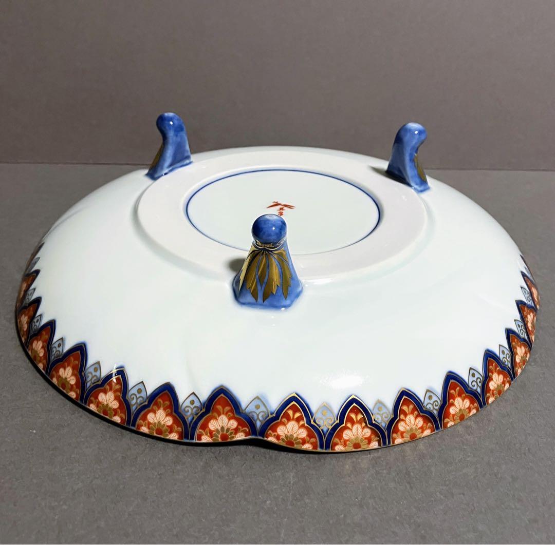 賞美堂 其泉 極錦金彩鳳凰文 盛皿 三足 脚付き皿