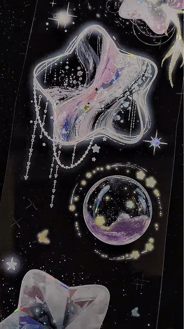 【9461】海外　マステ　3/5/巻　貝殻光マスキングテープ　惑星　ピンク装飾系