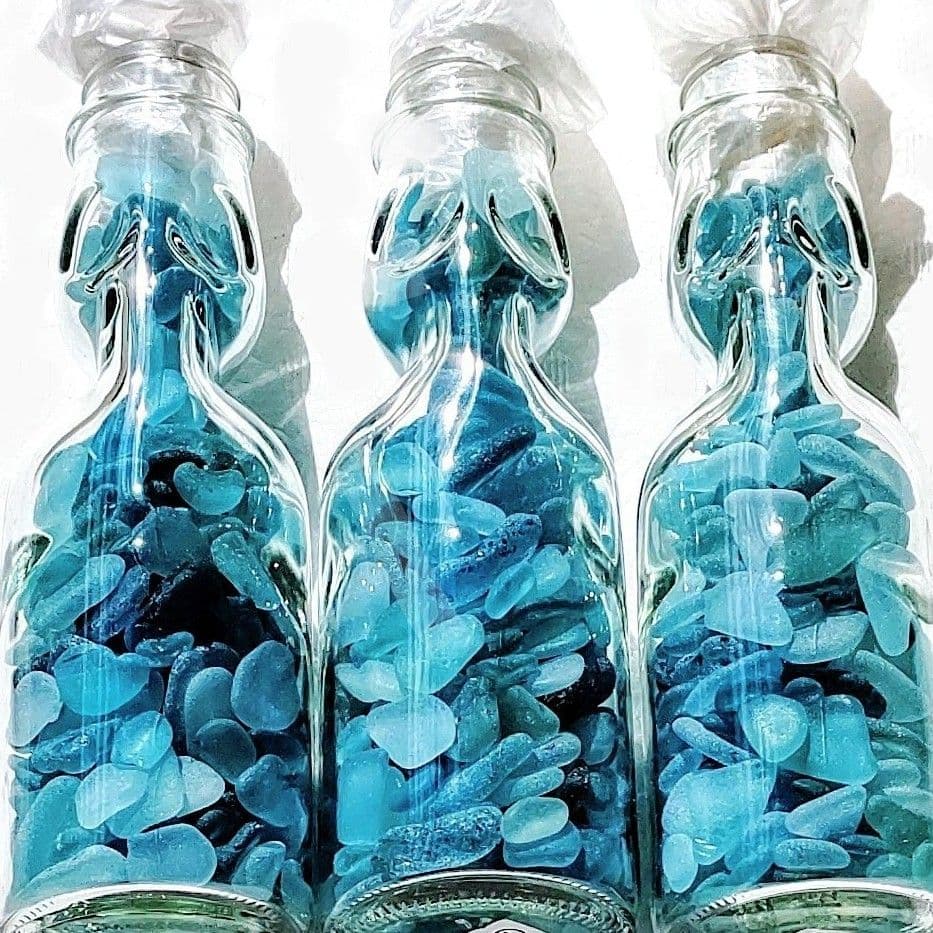 ブルーシーグラスオブジェ ３点セット