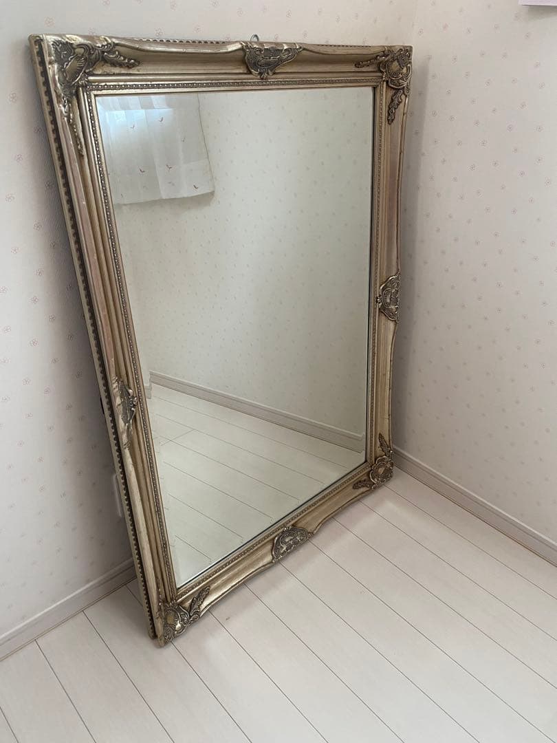 掛けれる全身姿鏡 約77cm×106cm【縁フレーム付き】【裏面金具4点付き】