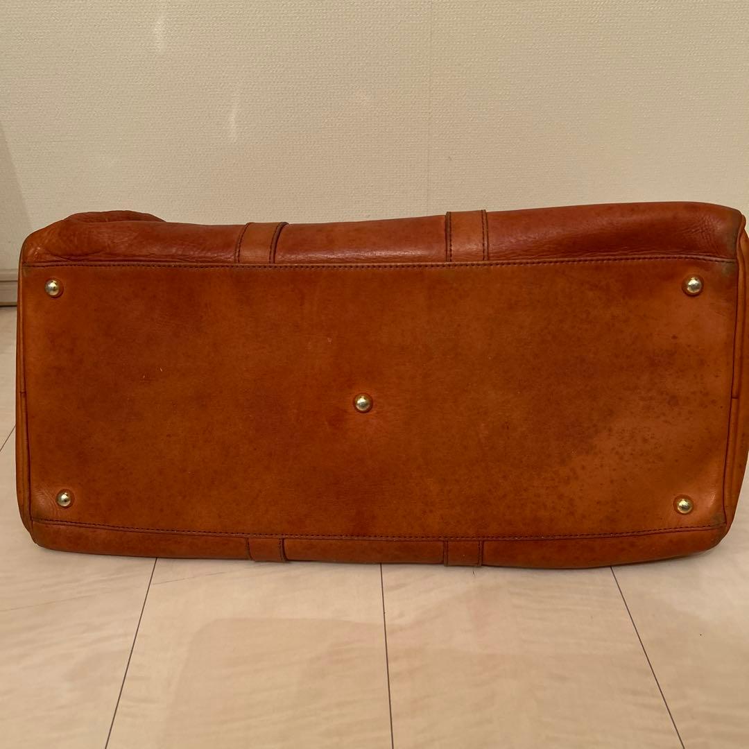 ヌメ革 ボストンバッグ 錠前・鍵付き 肩掛けベルト付き ヴィンテージ