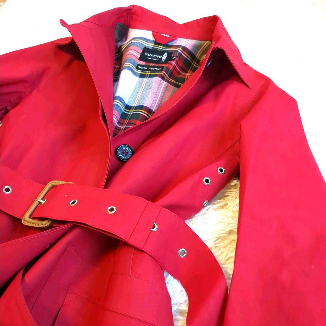✨️美品✨️　マッキントッシュ　ゴム引き　トレンチコート　ベルト付き　赤　34