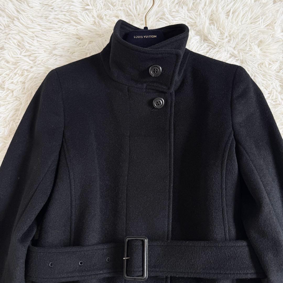 新品タグ付　バーバリーロンドン　アンゴラ混　ロングコート　ノバチェック　黒　M