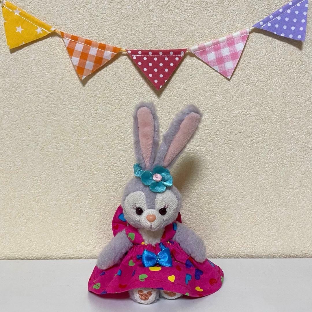 ハンドメイド★カラフルハート♡プリントワンピース★ぬいぐるみバッジ♡ストラップ用