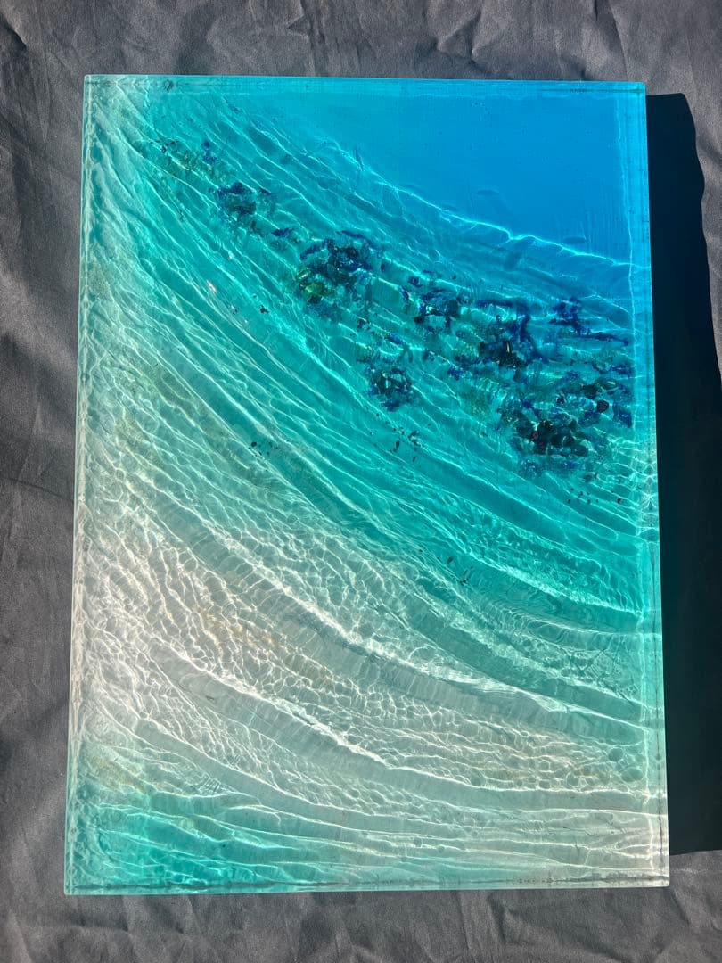 【波紋アート】Real Ocean／幻の島／42cm × 30cm／壁掛けアート