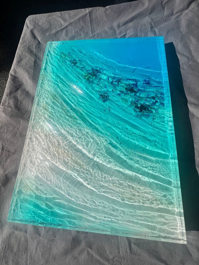 【波紋アート】Real Ocean／幻の島／42cm × 30cm／壁掛けアート