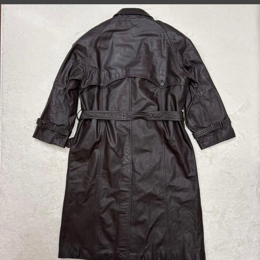 【希少❗️】牛革 レザー トレンチコート エポレット ベルト 袖ベルト ブラウン