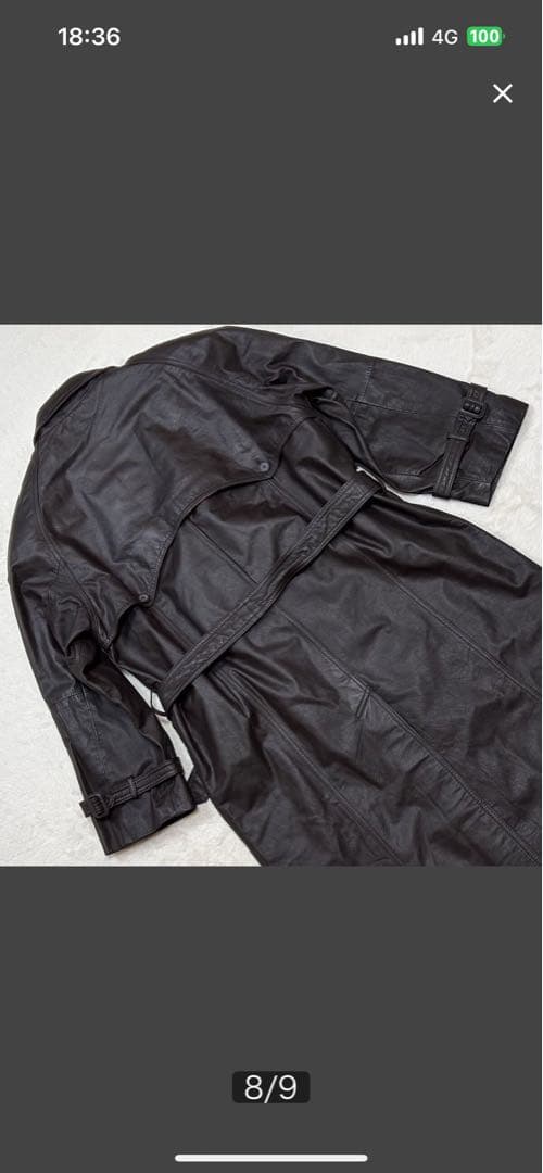 【希少❗️】牛革 レザー トレンチコート エポレット ベルト 袖ベルト ブラウン