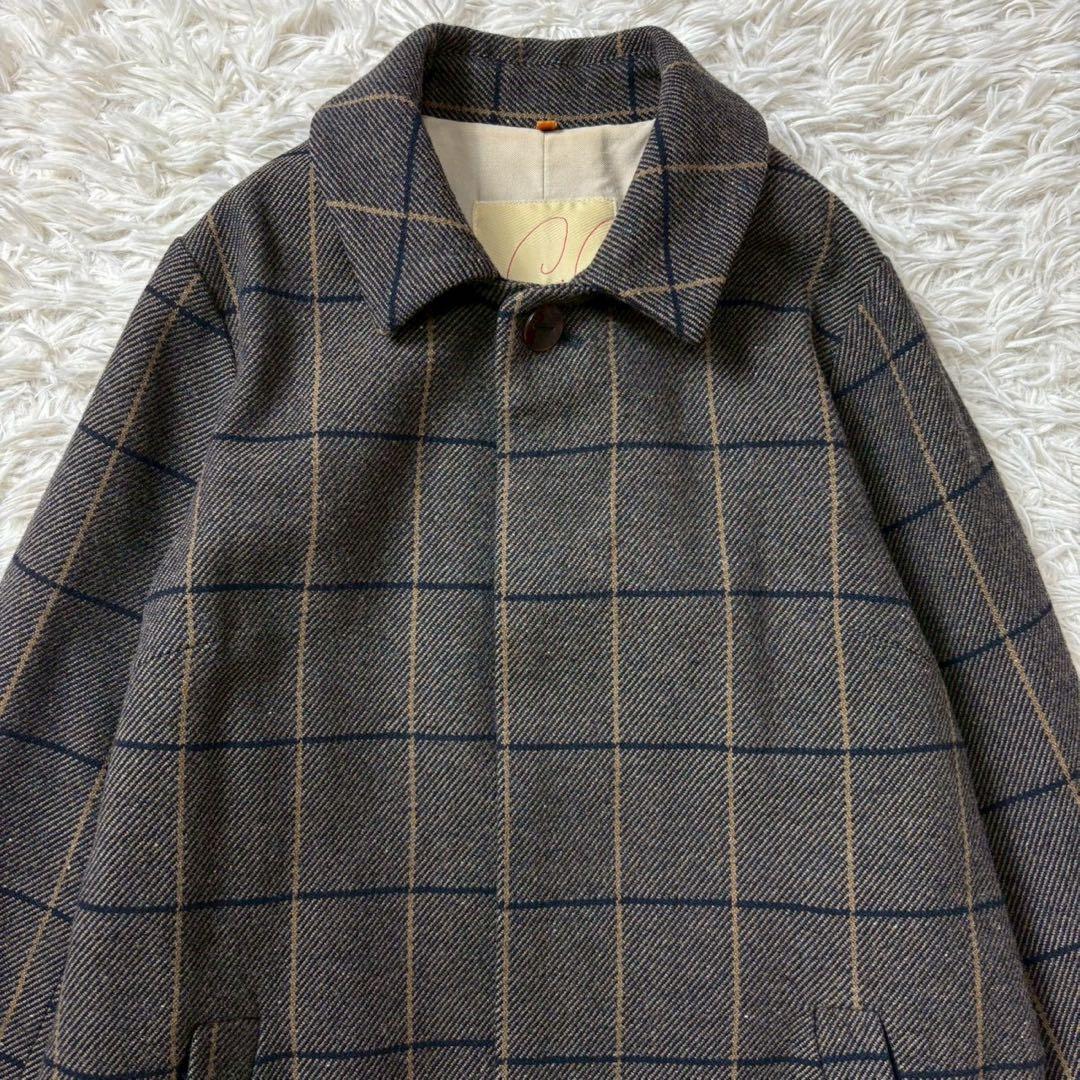 【美品】パラスパレス　ウール　チェスターコート　チェック　グレー　3