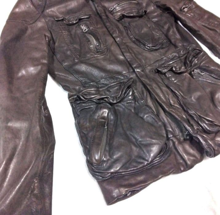 美品 キャサリン ハムネット ロンドン レザー 羊革 ジャケット ライダース 茶