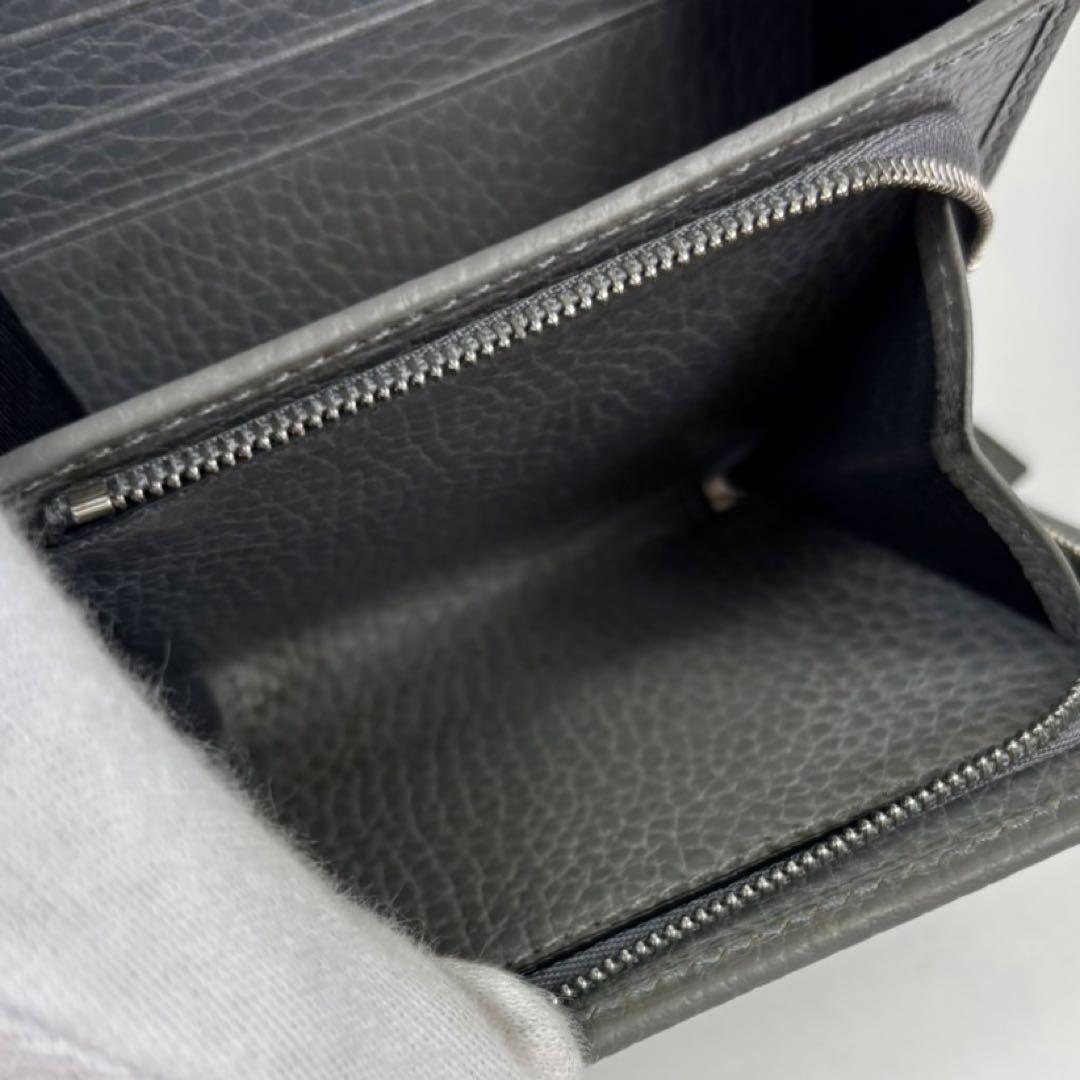 GUCCI グッチ グレー 二つ折り財布 革 レザー　マーモント gg