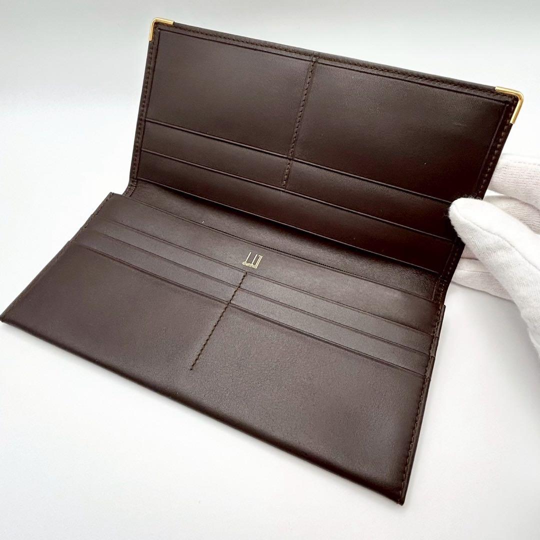 【超美品】dunhill ダンヒル 長財布 二つ折り 小銭入れレザー 茶色