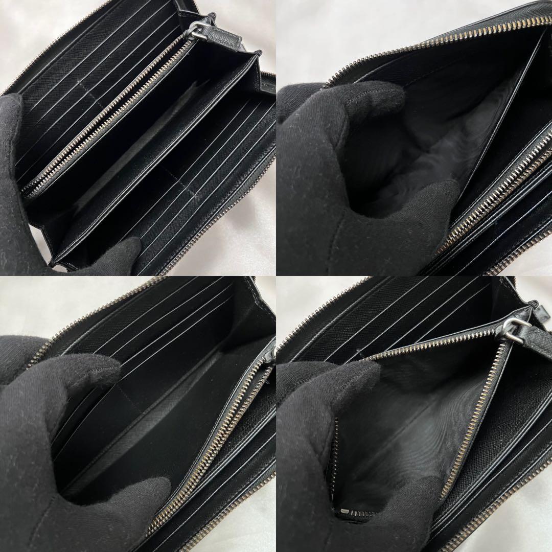 ◇箱付き極美品◇プラダ　サフィアーノレザー長財布　ロゴ金具　ブラック