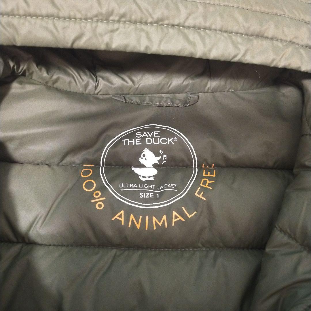 SAVE THE DUCK カーキ色★フード付きロングダウンジャケット