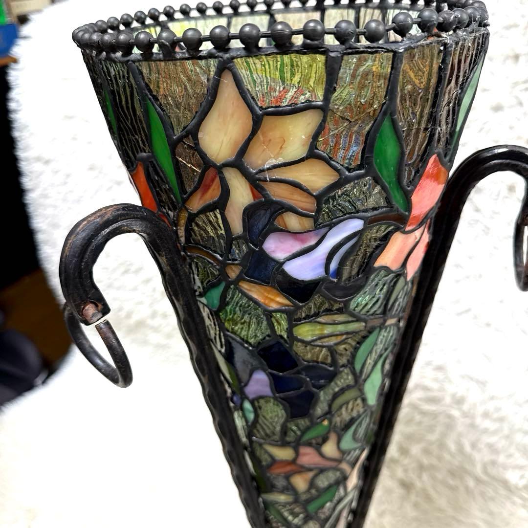 ステンドグラス　フロアスタンド　フロアランプ　トーチ型　アンティーク