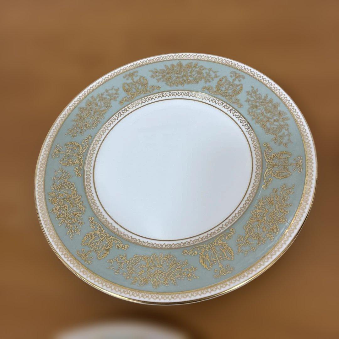 ウェッジウッド コロンビアセージグリーン プレート　丸皿　黒壷　4枚まとめ売り