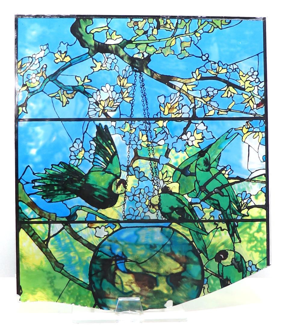 ルイス・C・ティファニーヴィンテージステンドグラス インコと金魚鉢ボストン美術館