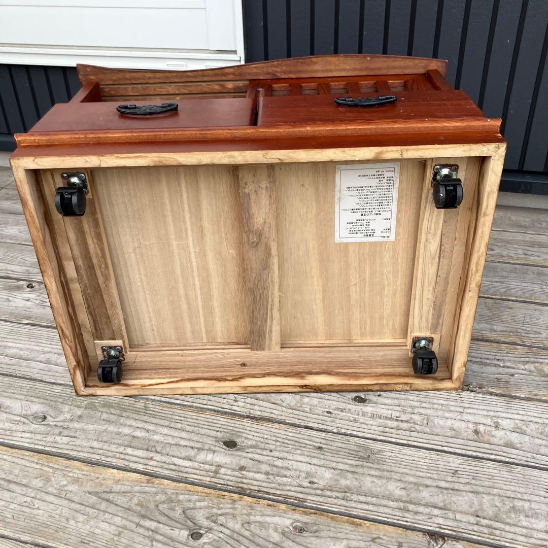 昭和レトロ 木製 格子扉 お座敷ワゴン 引き出し収納 キャスター付きポットワゴン