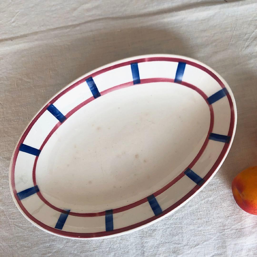 人気　ディゴワンサルグミンヌ　バスク柄ラヴィエ　前菜皿　フランスアンティーク食器