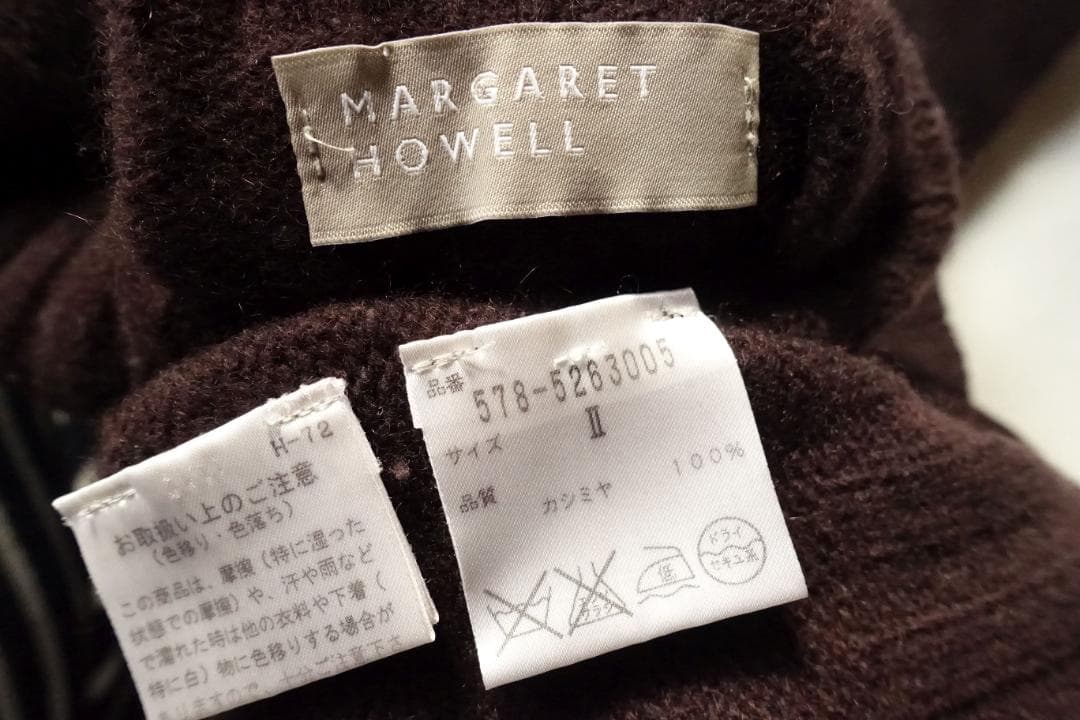 美品マーガレットハウエル☆スコットランド製カシミヤ100％ロールネックニット2茶