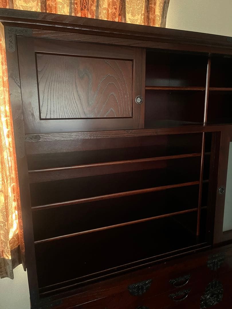 筑後民芸 民芸家具 時代箪笥 茶箪笥 欅 格子 民芸家具