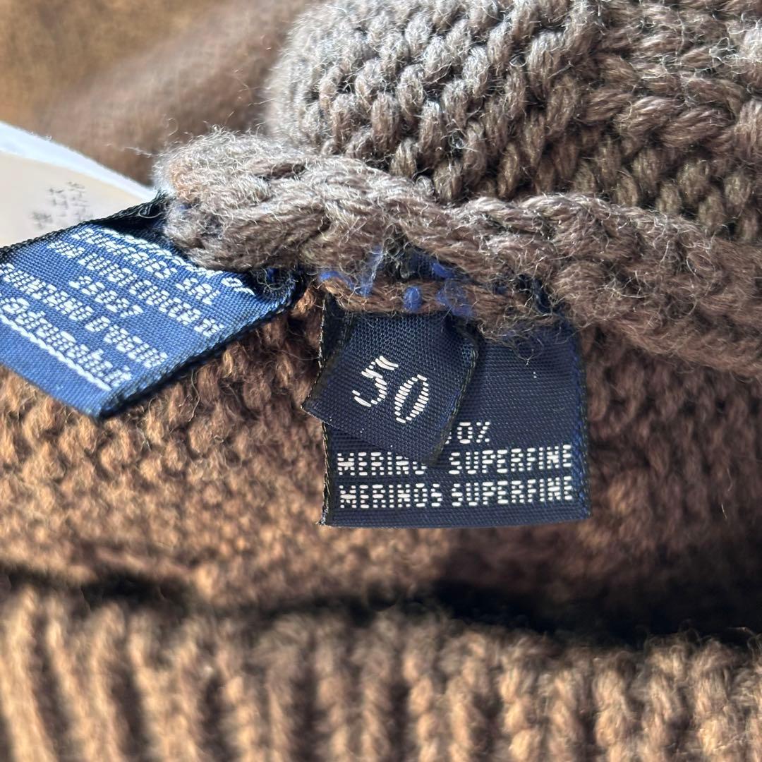 【極美品】ドルモア スタンドカラーカーディガン 肉厚 伊製 メリノウール XL